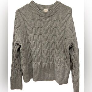 A New Day Gray Textured Crew Neck Sweater Cable Knit Soft Cozy Chic
